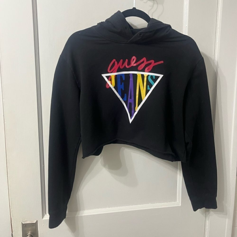 Guess Jeans Black Cropped Hoodie